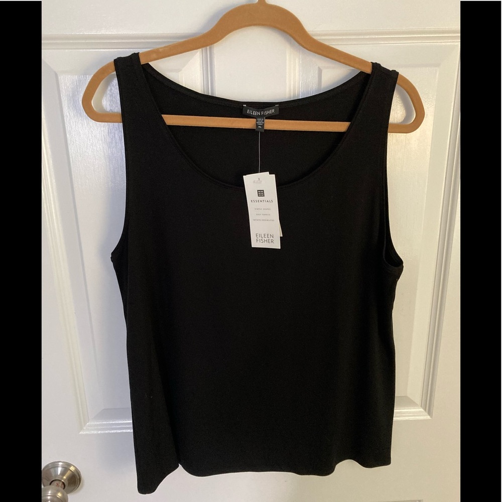 EILEEN FISHER Black Scoop neck tank size XL